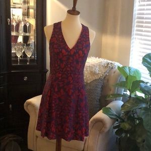 Red and blue lace dress